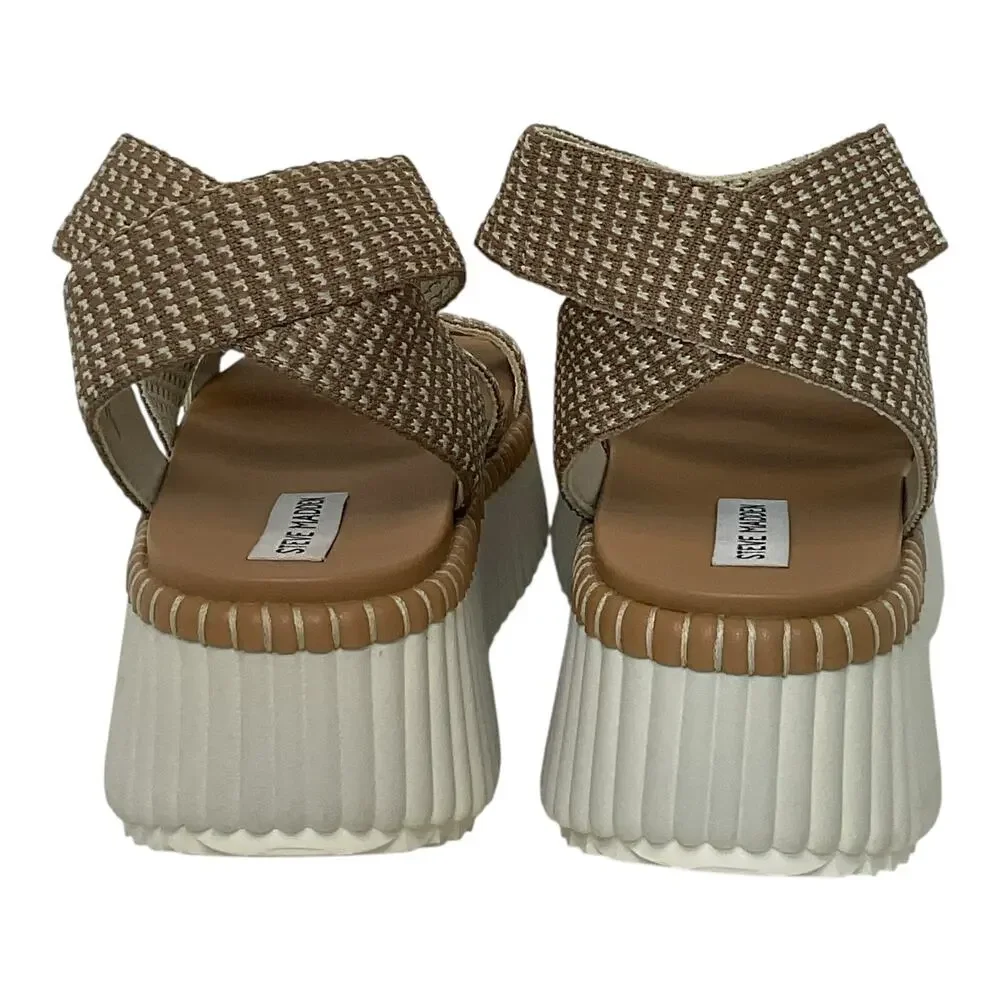 Steve Madden Women's Shelle Strappy Platform Wedge Sandals Tan Size 9